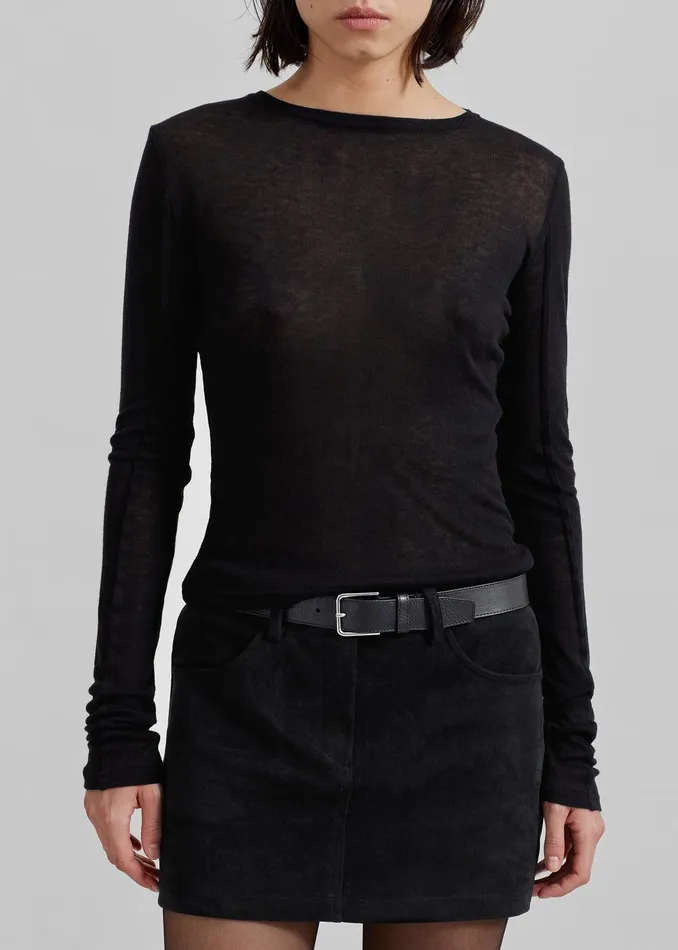 Mesa Sheer Long Sleeve Tee 8211 Black Women The Frankie Shop Clothing