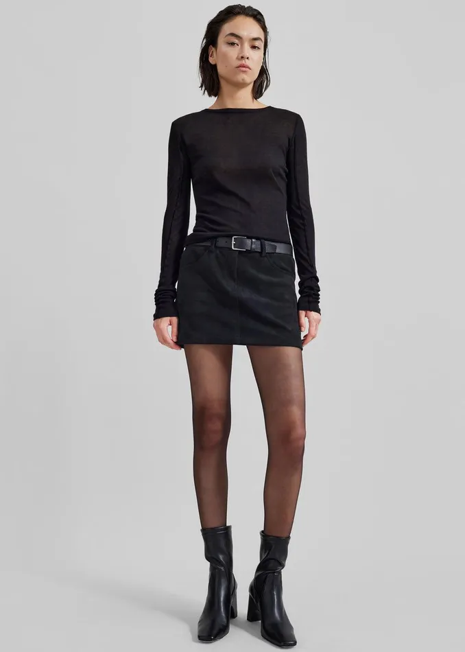 Mesa Sheer Long Sleeve Tee 8211 Black Women The Frankie Shop Clothing