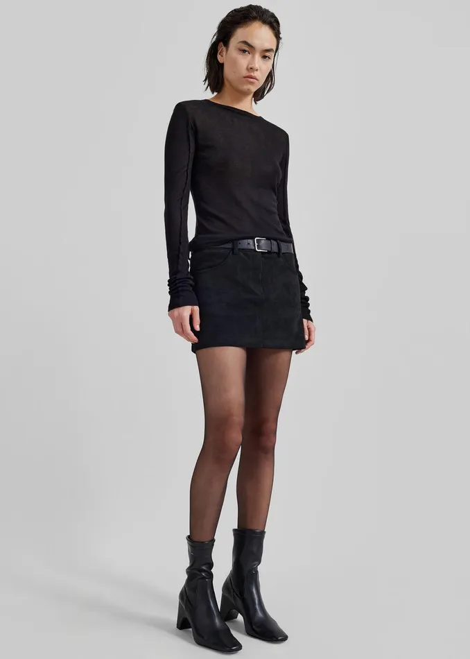 Mesa Sheer Long Sleeve Tee 8211 Black Women The Frankie Shop Clothing