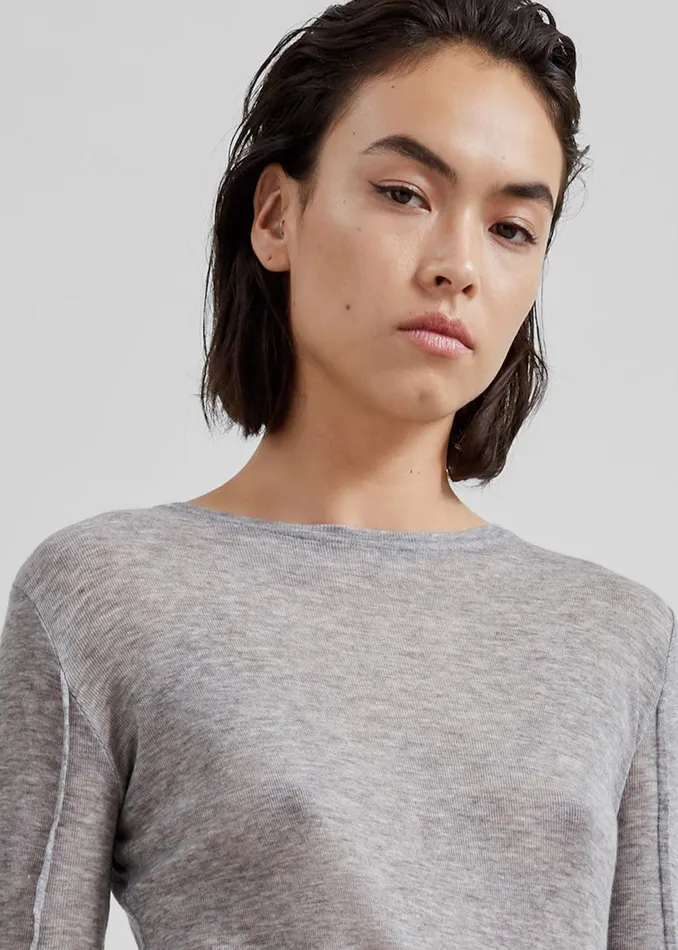 Mesa Sheer Long Sleeve Tee 8211 Grey Women The Frankie Shop Clothing