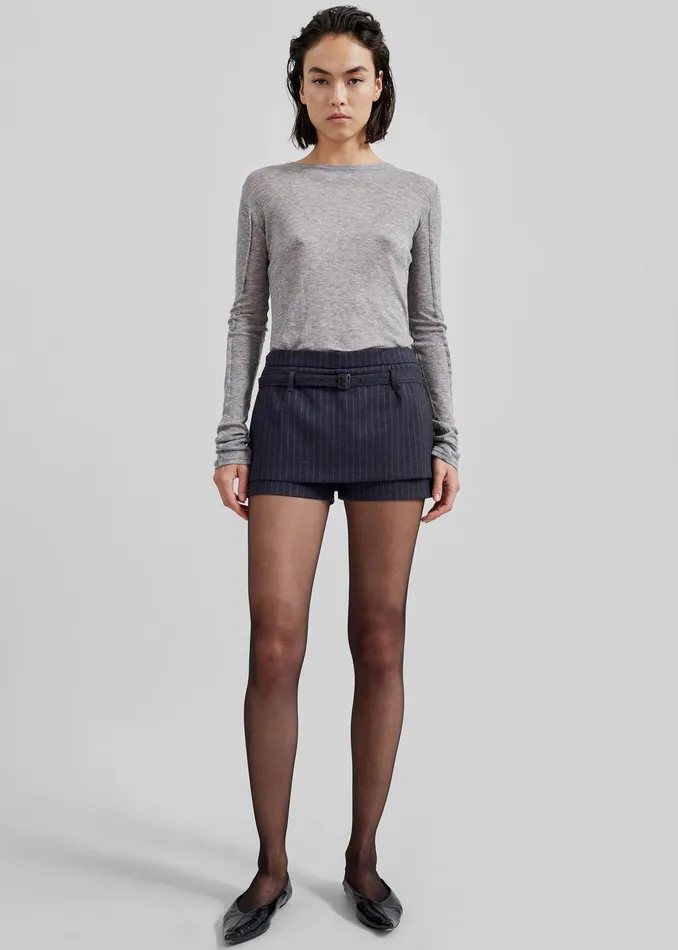 Mesa Sheer Long Sleeve Tee 8211 Grey Women The Frankie Shop Clothing