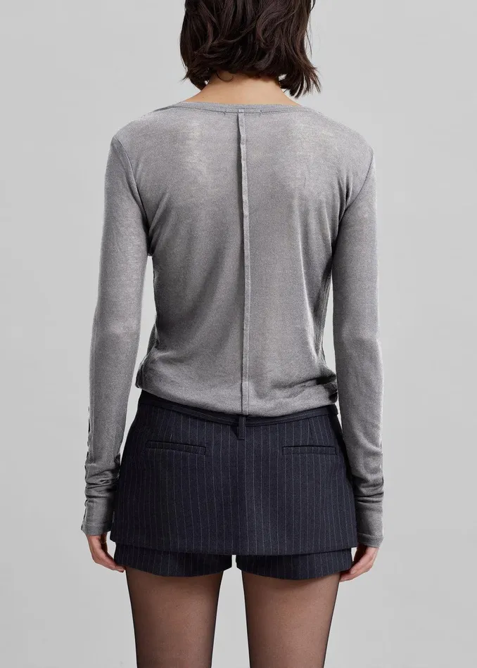 Mesa Sheer Long Sleeve Tee 8211 Grey Women The Frankie Shop Clothing