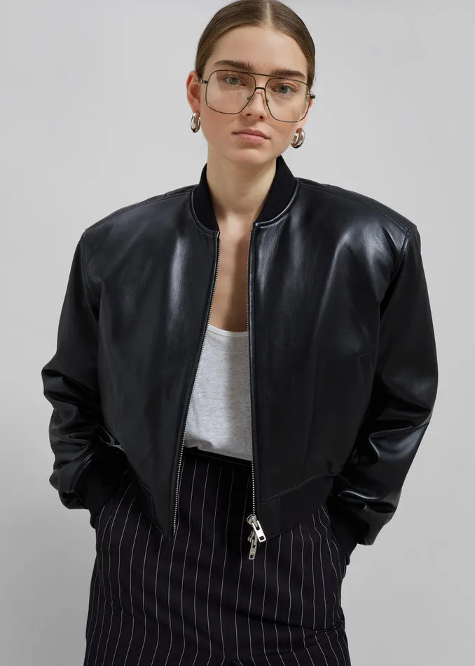Micky Faux Leather Cropped Bomber 8211 Black Women The Frankie Shop Clothing