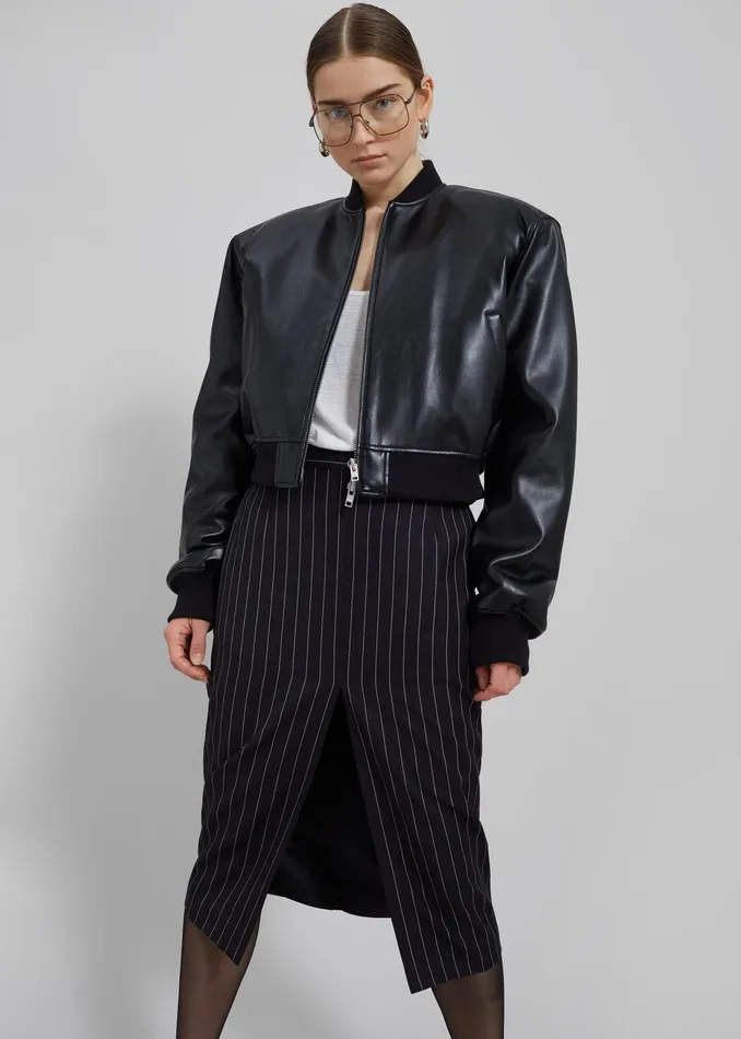 Micky Faux Leather Cropped Bomber 8211 Black Women The Frankie Shop Clothing