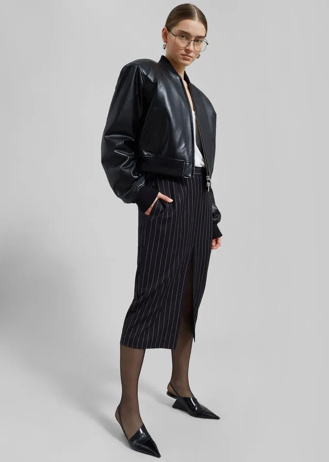 Micky Faux Leather Cropped Bomber 8211 Black Women The Frankie Shop Clothing