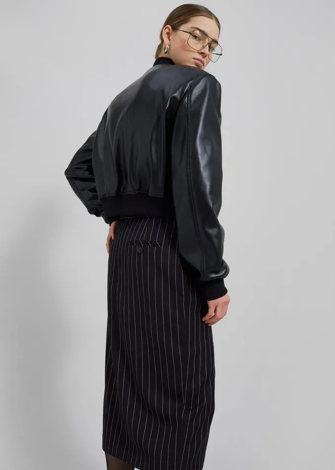 Micky Faux Leather Cropped Bomber 8211 Black Women The Frankie Shop Clothing
