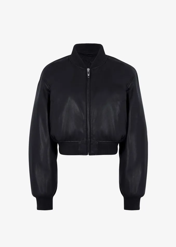 Micky Faux Leather Cropped Bomber 8211 Black Women The Frankie Shop Clothing