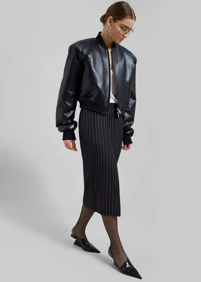 Micky Faux Leather Cropped Bomber 8211 Black Women The Frankie Shop Clothing