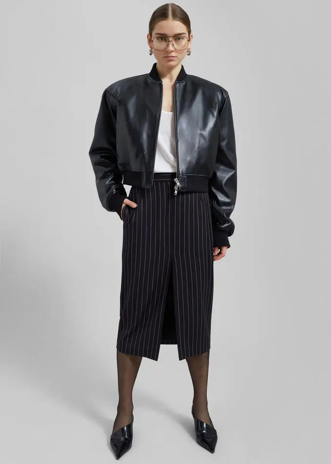 Micky Faux Leather Cropped Bomber 8211 Black Women The Frankie Shop Clothing