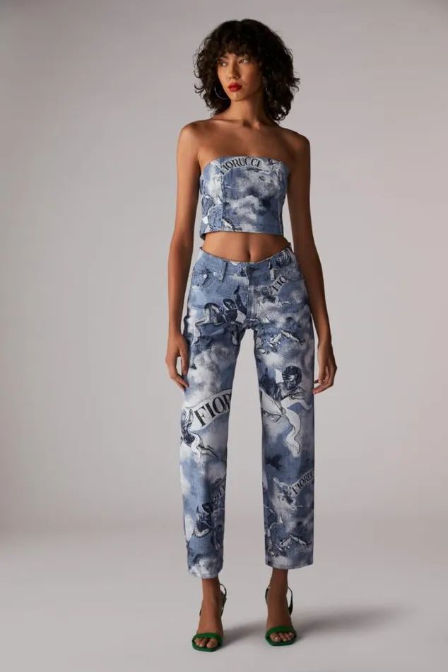 Milano Angels Bustier Crop Top Blue Blue Women Fiorucci