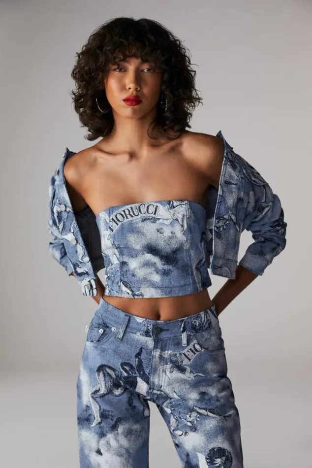 Milano Angels Bustier Crop Top Blue Blue Women Fiorucci Milano Angels Bustier Crop Top Blue Blue Women Fiorucci