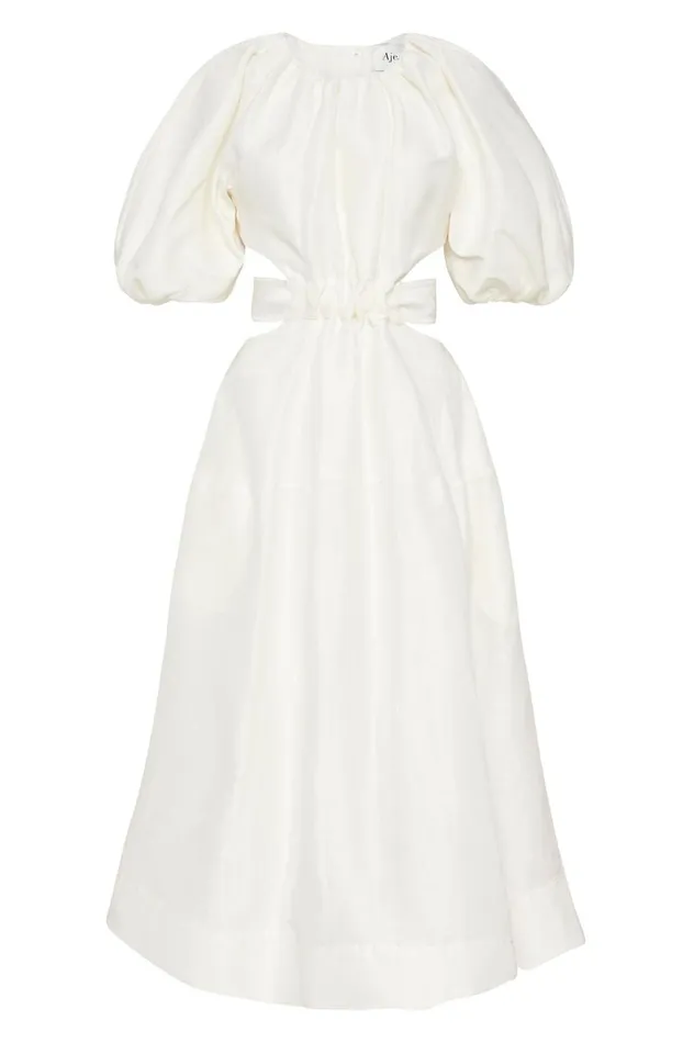 Mimosa Cut Out Midi Dress Ivory Women Aje Dresses Mimosa Cut Out Midi Dress Ivory Women Aje Dresses