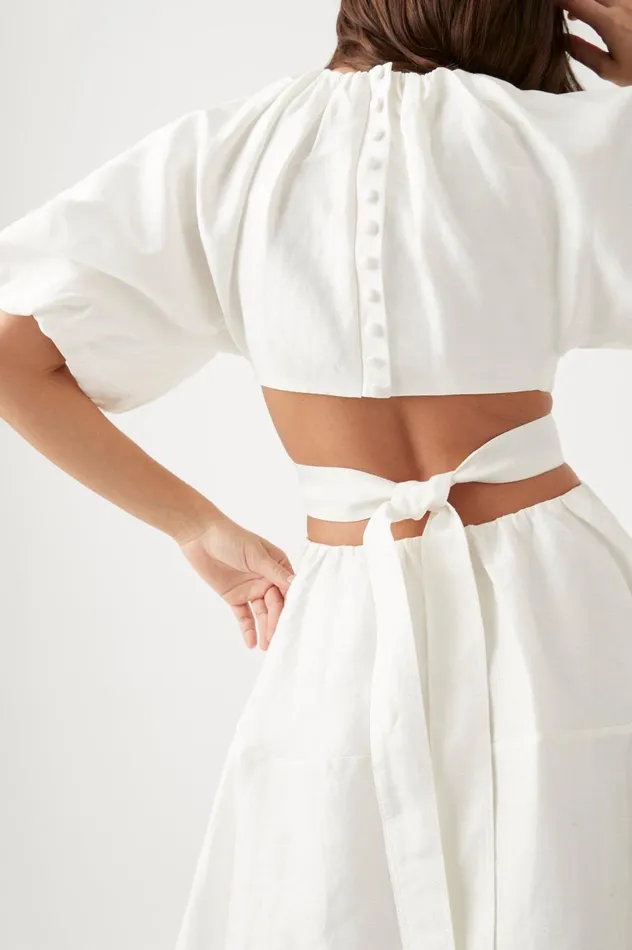 Mimosa Cut Out Midi Dress Ivory Women Aje Dresses Mimosa Cut Out Midi Dress Ivory Women Aje Dresses