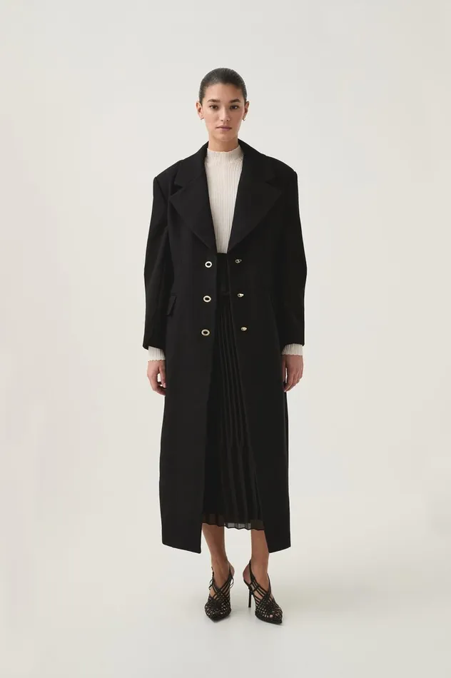 Minaret Long Line Wool Coat Black Women Aje Blazers Jackets and Coats