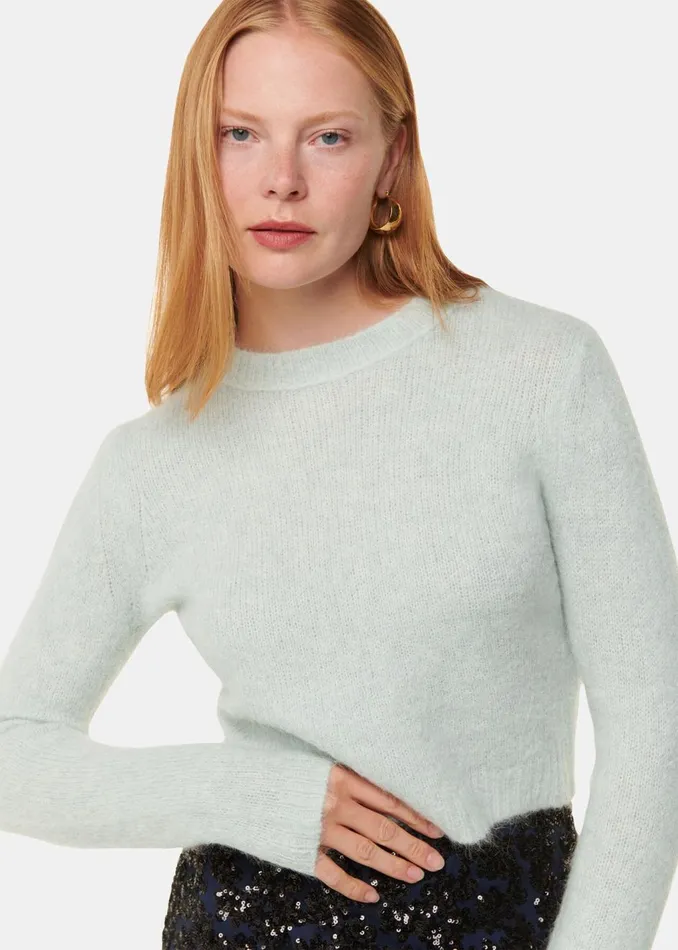 Mint Alpaca Mix Fluffy Knit Women Whistles Knitwear and Cashmere