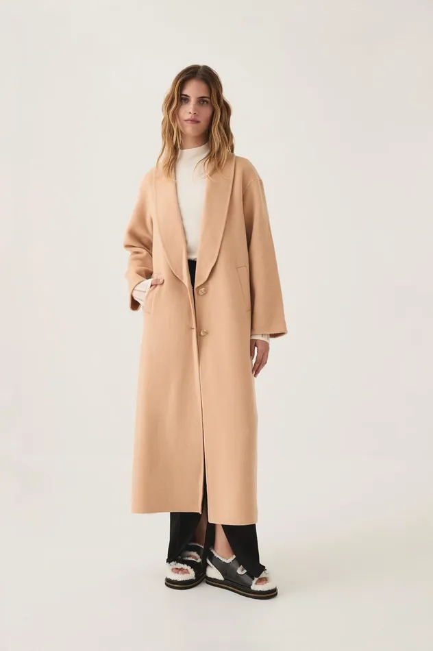 Modular Long Line Wool Coat Ecru Beige Women Aje Blazers Jackets and Coats