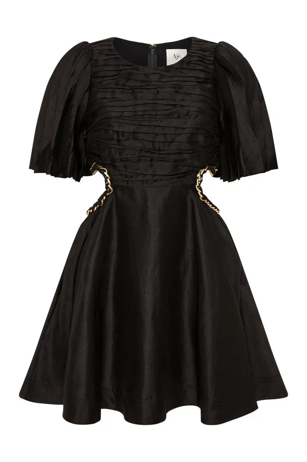 Monica Chain Link Mini Dress Black Women Aje Dresses Monica Chain Link Mini Dress Black Women Aje Dresses