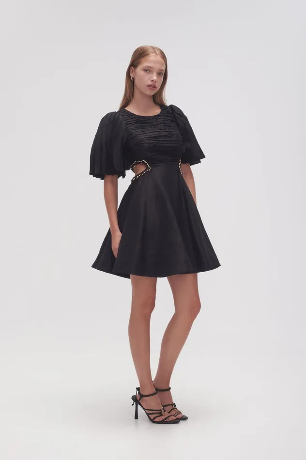 Monica Chain Link Mini Dress Black Women Aje Dresses Monica Chain Link Mini Dress Black Women Aje Dresses