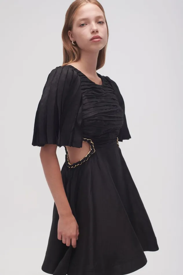 Monica Chain Link Mini Dress Black Women Aje Dresses Monica Chain Link Mini Dress Black Women Aje Dresses