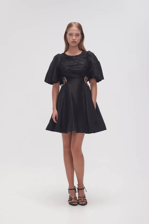 Monica Chain Link Mini Dress Black Women Aje Dresses Monica Chain Link Mini Dress Black Women Aje Dresses
