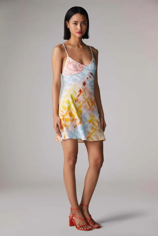 Monogram Logo Mini Slip Dress Multi Multi Women Fiorucci