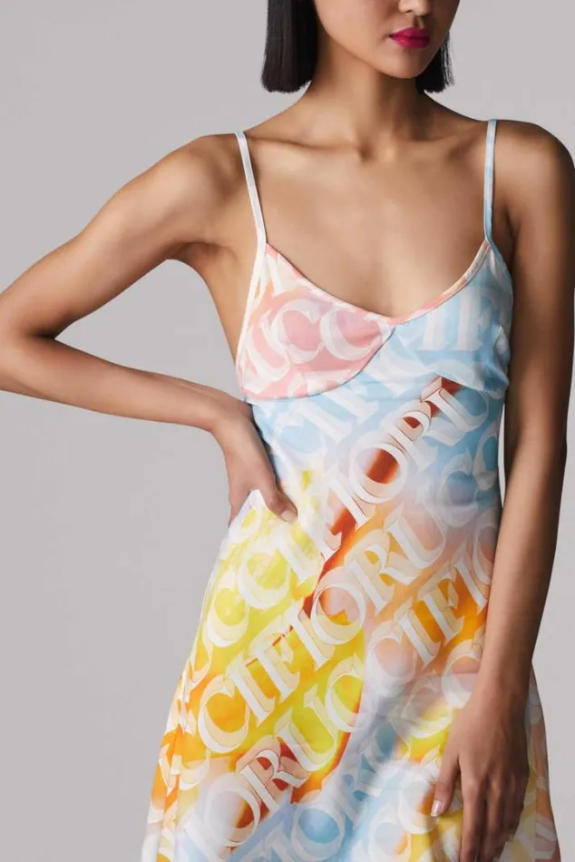 Monogram Logo Mini Slip Dress Multi Multi Women Fiorucci Monogram Logo Mini Slip Dress Multi Multi Women Fiorucci