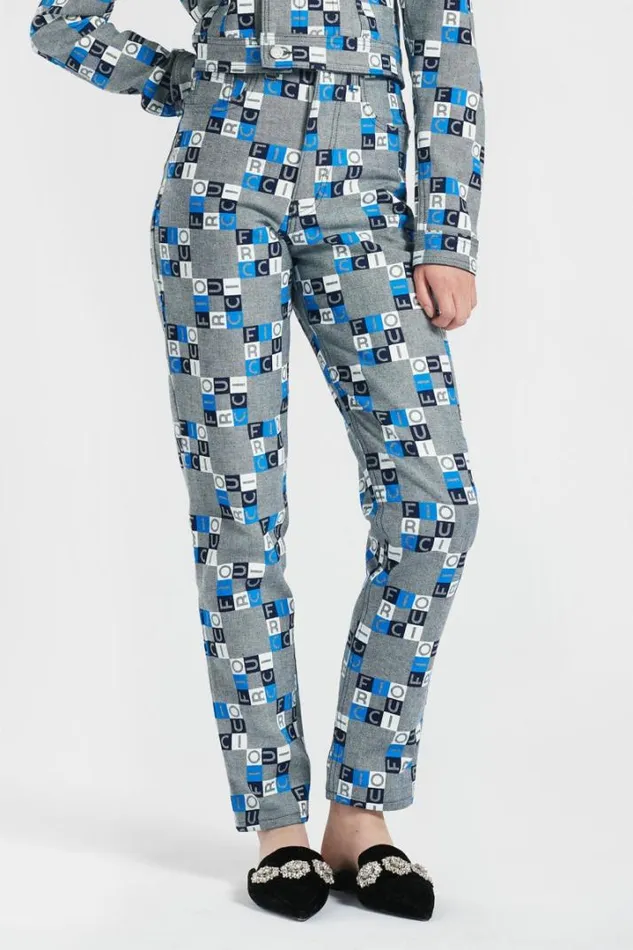 Monogram Logo Tara Jeans Blue Blue Women Fiorucci