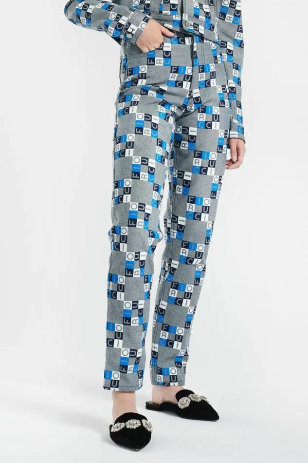 Monogram Logo Tara Jeans Blue Blue Women Fiorucci Monogram Logo Tara Jeans Blue Blue Women Fiorucci