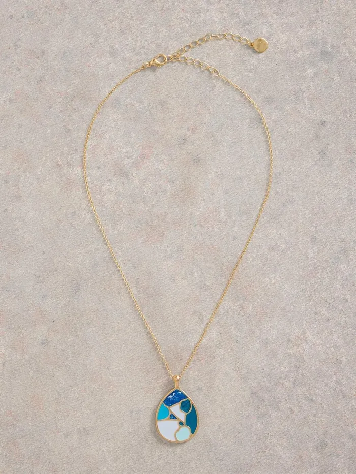 Mosaic Tile Drop Necklace Gold Tone Metallic Women White Stuff Jewellery