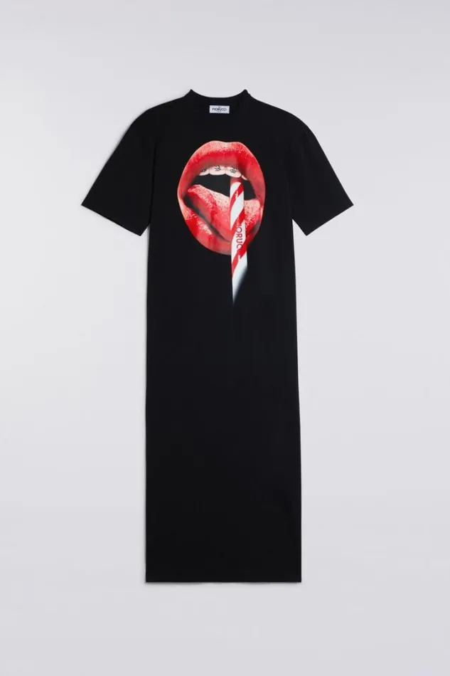 Mouth Graphic Maxi TDress Black Black Women Fiorucci Mouth Graphic Maxi TDress Black Black Women Fiorucci