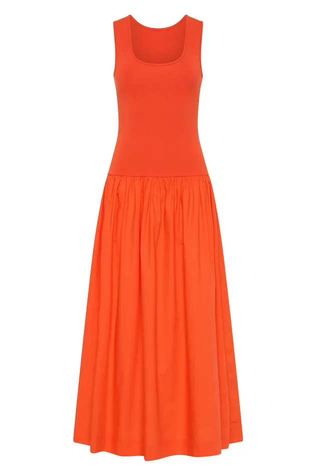 Myra Reversible Midi Dress Coral Women Aje Dresses Myra Reversible Midi Dress Coral Women Aje Dresses