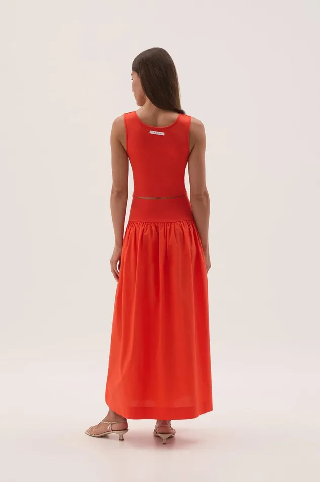 Myra Reversible Midi Dress Coral Women Aje Dresses Myra Reversible Midi Dress Coral Women Aje Dresses