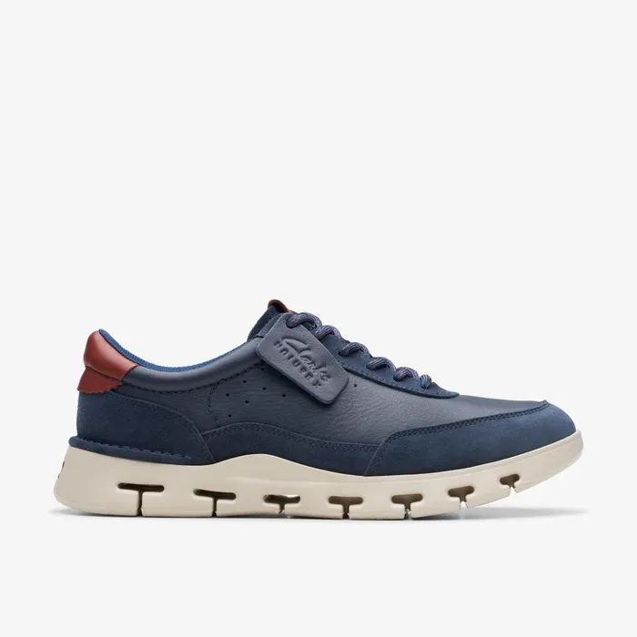 Nature X One Navy Leather Men Clarks Sneakers