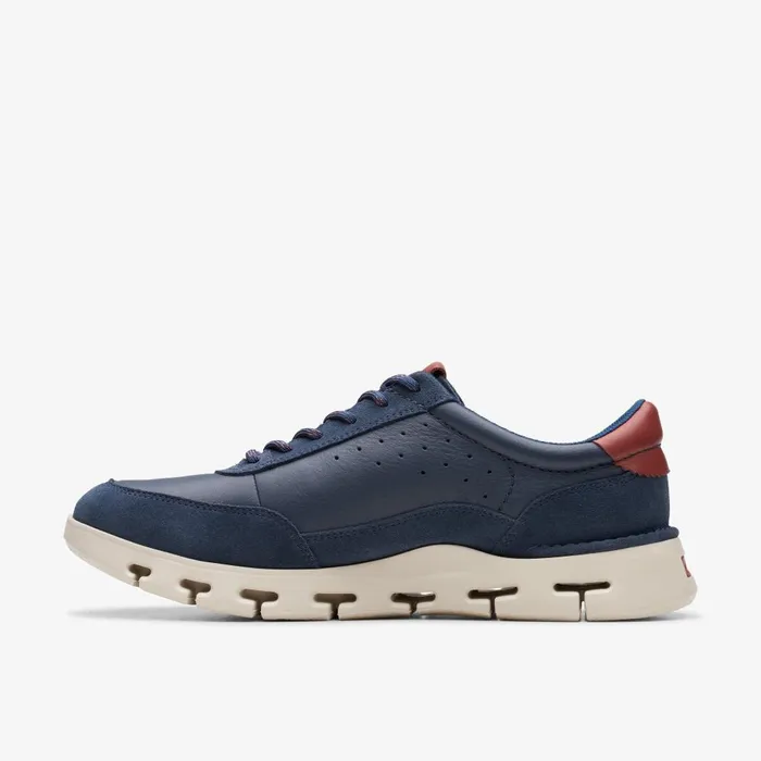 Nature X One Navy Leather Men Clarks Sneakers