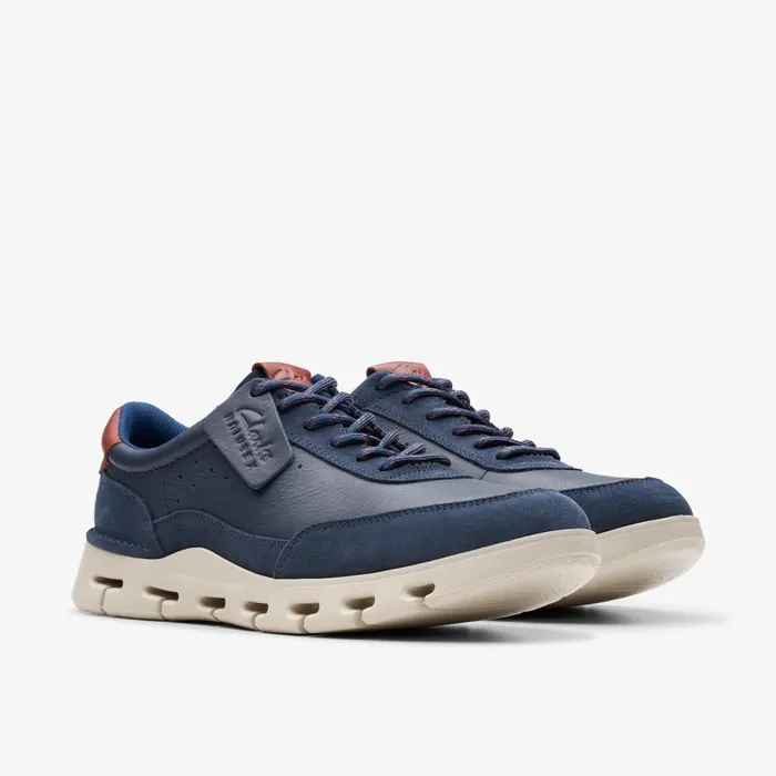 Nature X One Navy Leather Men Clarks Sneakers