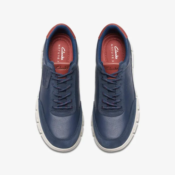 Nature X One Navy Leather Men Clarks Sneakers