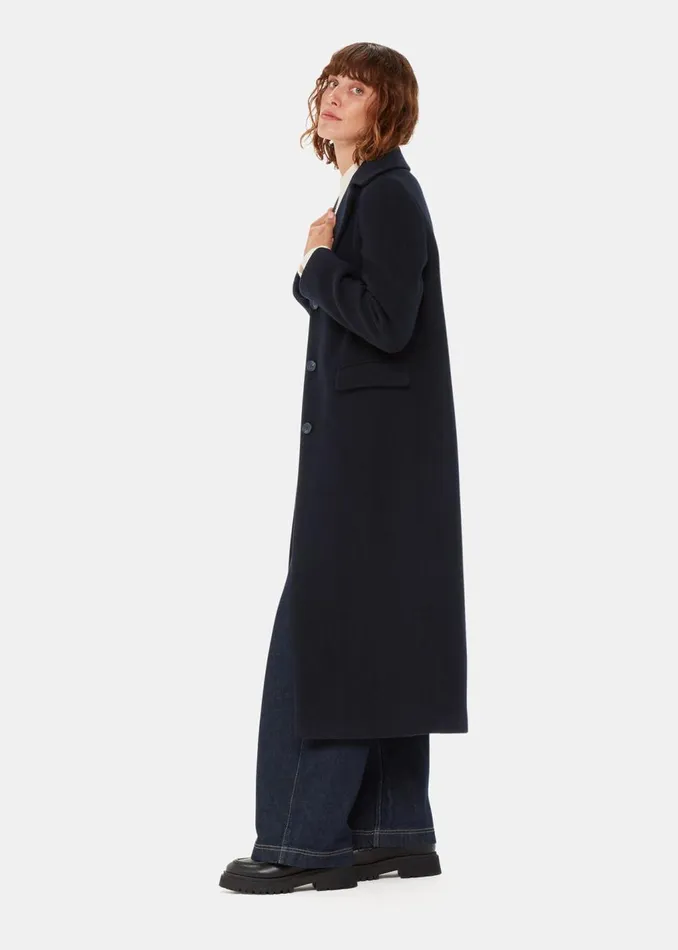 Navy Amalia Longline Coat Women Whistles Coats and Jackets