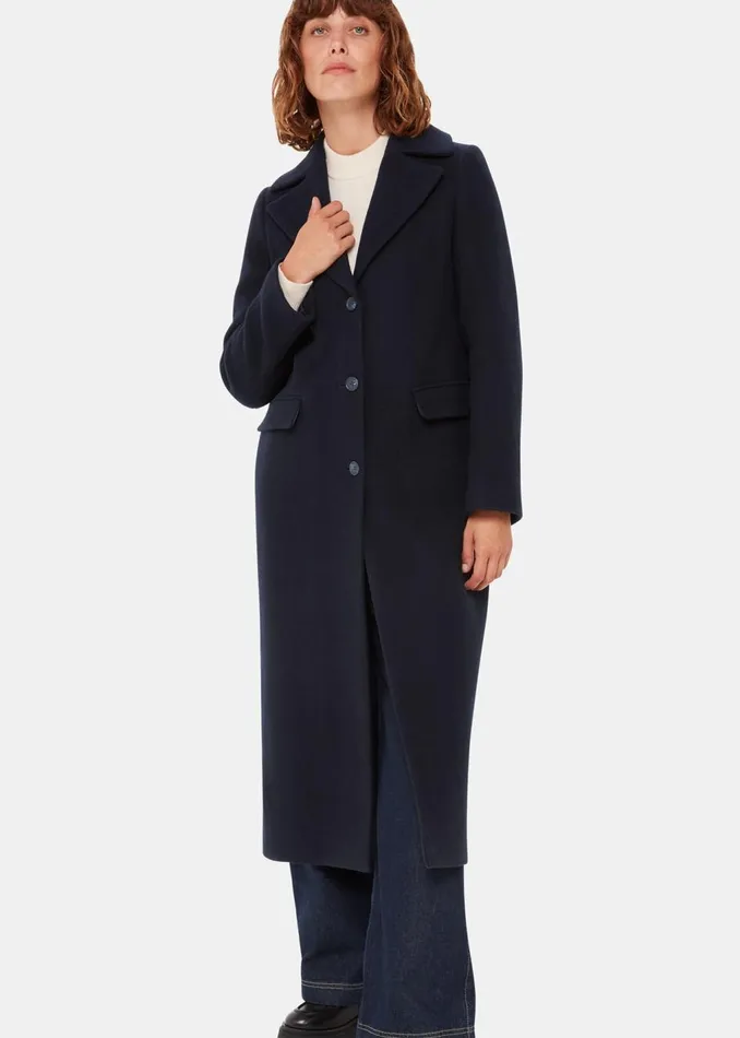 Navy Amalia Longline Coat Women Whistles Coats and Jackets