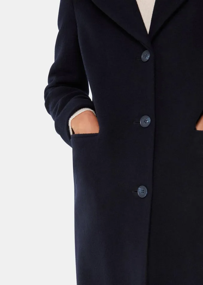 Navy Amalia Longline Coat Women Whistles Coats and Jackets