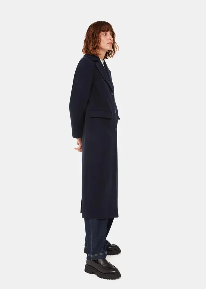 Navy Amalia Longline Coat Women Whistles Coats and Jackets