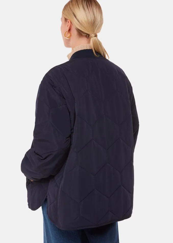 Navy Ida Short Quilted Coat Women Whistles Coats and Jackets