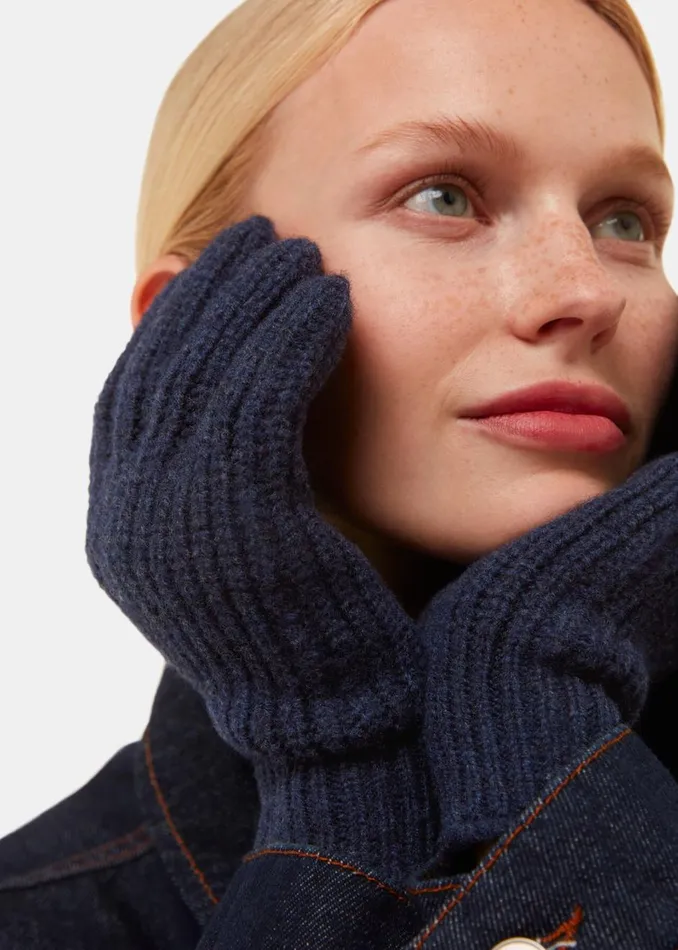 Navy Lambswool Gloves Women Whistles Hats Gloves and Scarves