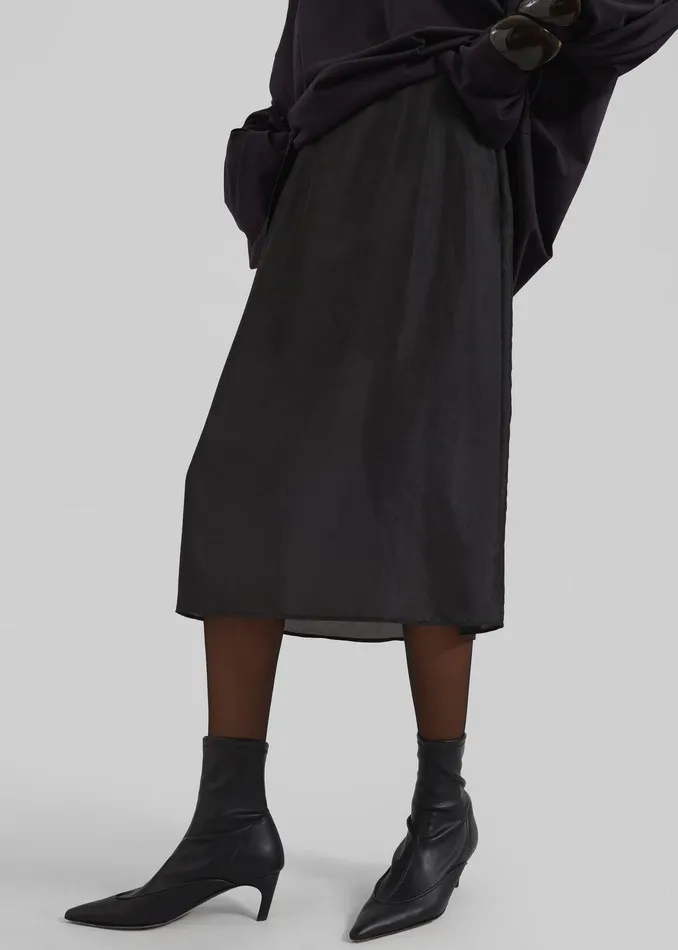 Naya Sheer Organza Midi Skirt 8211 Black Women The Frankie Shop Bottoms