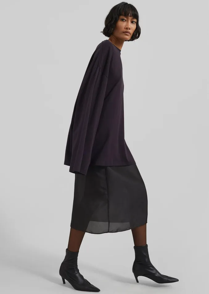 Naya Sheer Organza Midi Skirt 8211 Black Women The Frankie Shop Bottoms