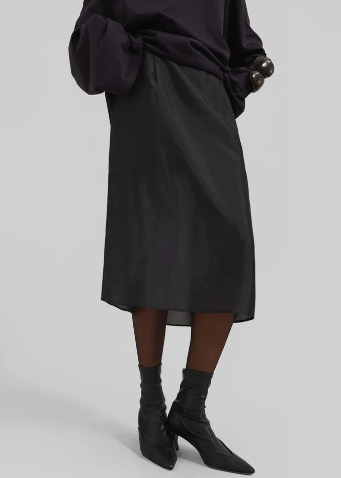 Naya Sheer Organza Midi Skirt 8211 Black Women The Frankie Shop Bottoms