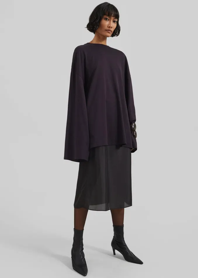 Naya Sheer Organza Midi Skirt 8211 Black Women The Frankie Shop Bottoms