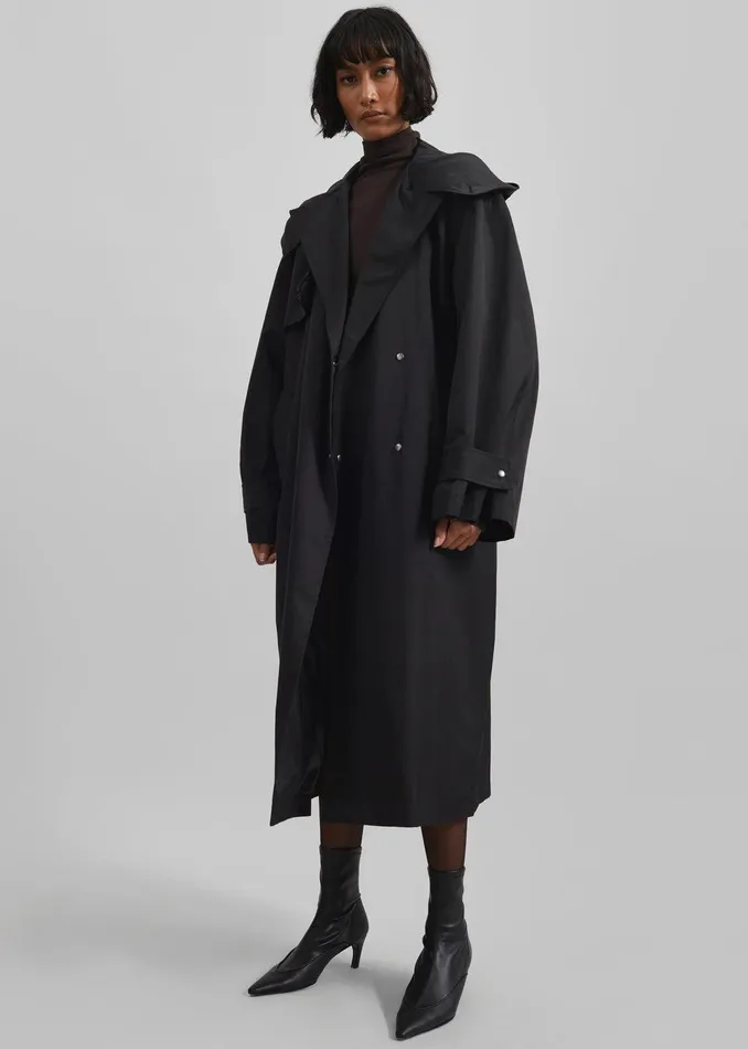 Neiva Hooded Trench Coat 8211 Black Women The Frankie Shop Clothing