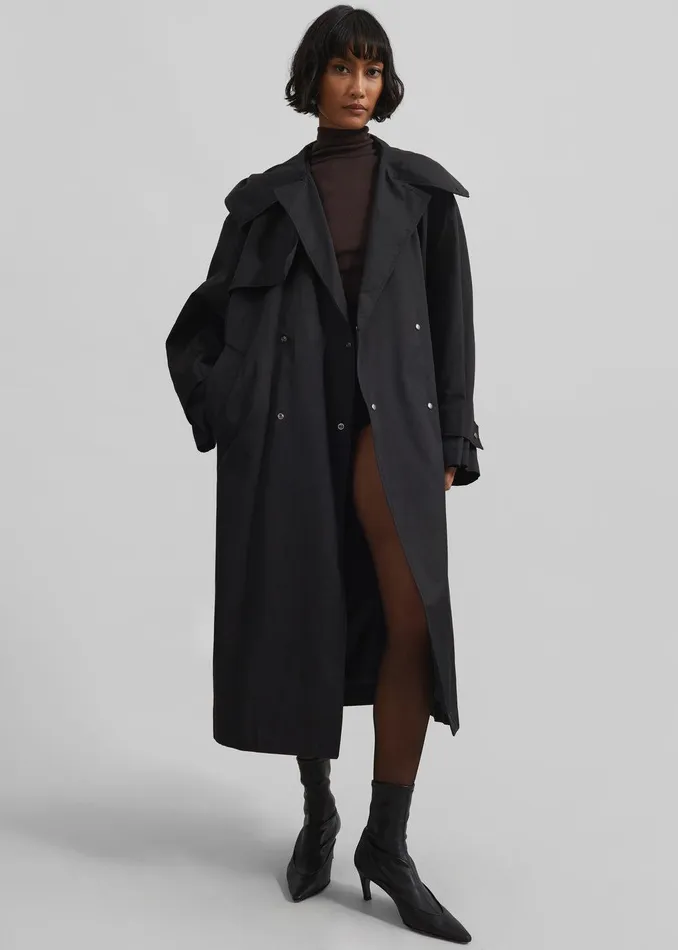 Neiva Hooded Trench Coat 8211 Black Women The Frankie Shop Clothing