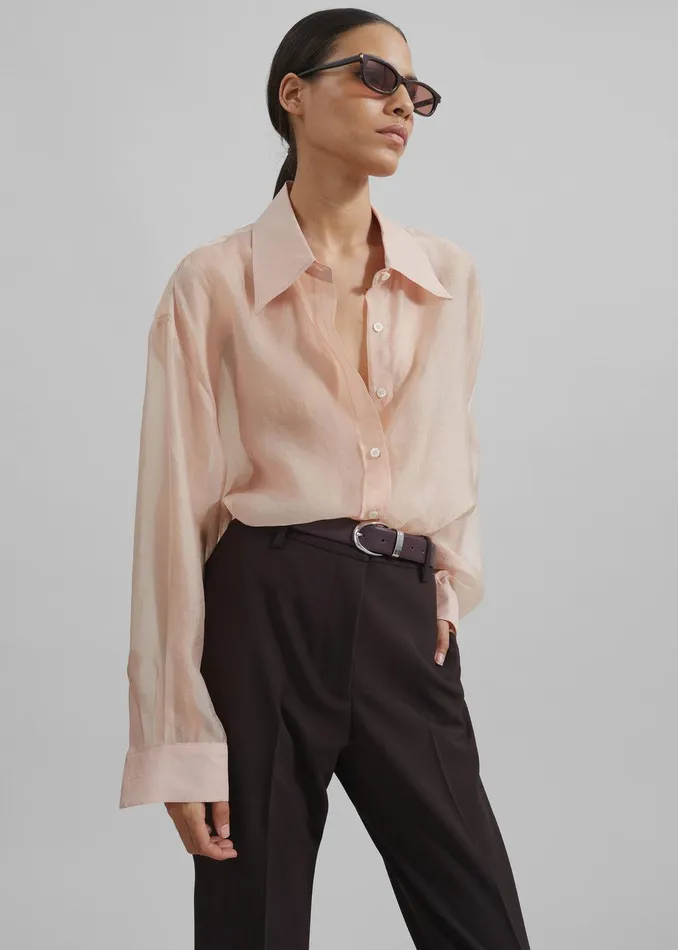 Nel Sheer Button Up Shirt 8211 Pink Women The Frankie Shop Clothing