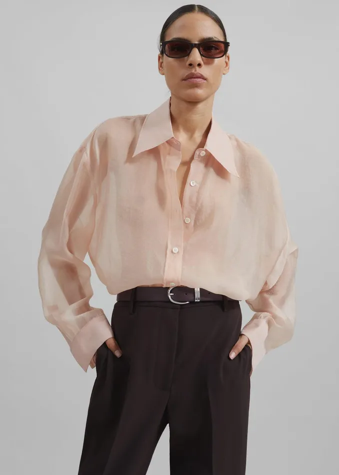 Nel Sheer Button Up Shirt 8211 Pink Women The Frankie Shop Clothing